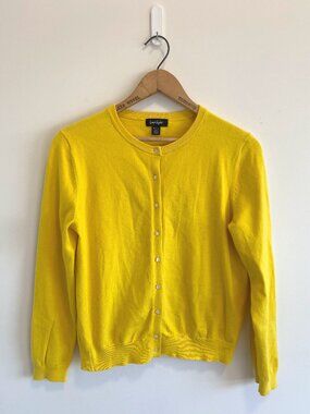 Vintage Citrus Yellow Crew Neck Cardigan / Y2K / Cotton Blend